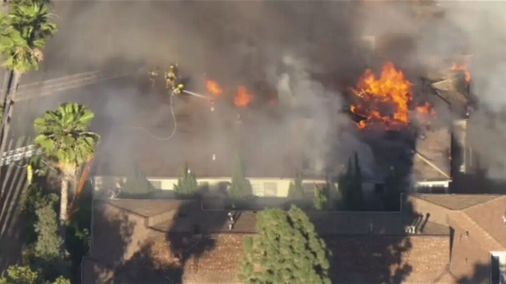 Massive Fire Engulfs Hollywood Apartment Building, Firefighters Battling Blaze