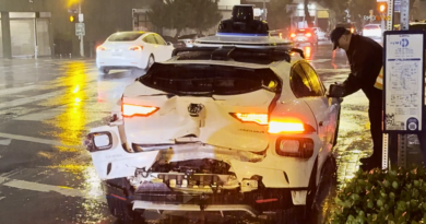 Driverless taxi filled with passengers rear-ended by hit-and-run driver in downtown L.A.